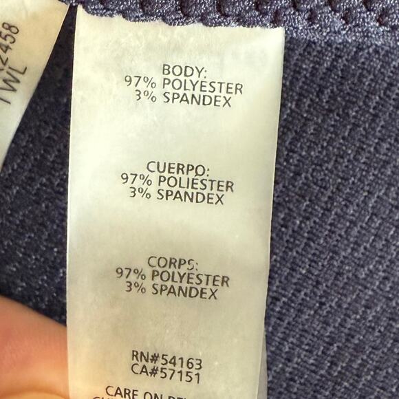 Calvin Klein Sweater Moto Jacket Size XL Blue Knit Black Trim Textured Pockets - Picture 9 of 9